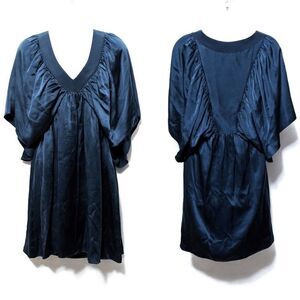 LAILA AZHAR 100% Silk Batwing Ruched Dress 6